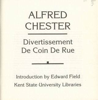 Item #1001 Divertissement De Coin De Rue. Alfred Chester