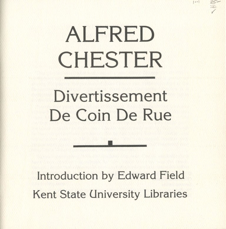 Item #1001 Divertissement De Coin De Rue. Alfred Chester.