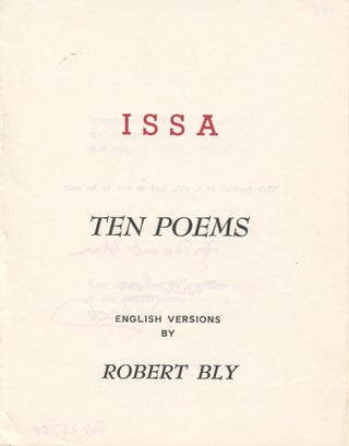 Item #1049 Ten Poems. Robert Bly, Issa