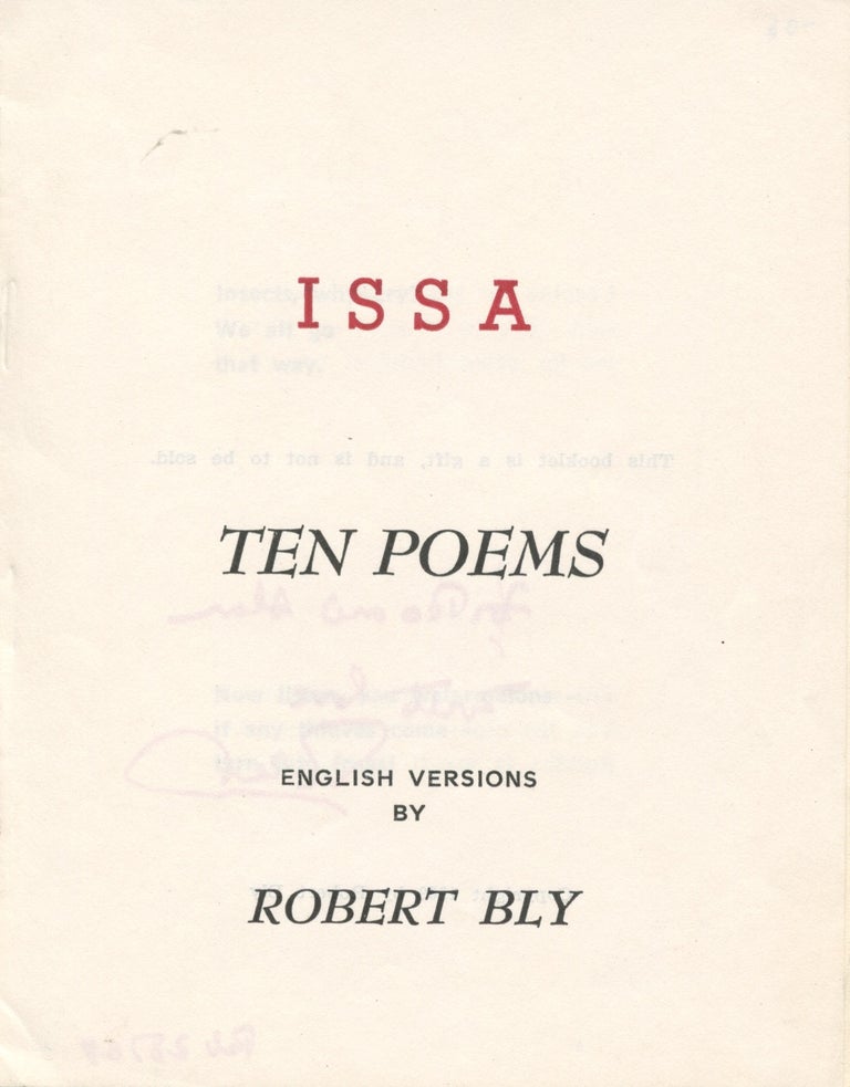 Item #1049 Ten Poems. Robert Bly, Issa.