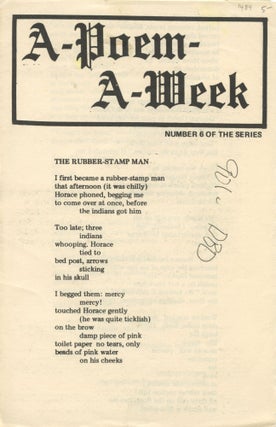 Item #1484 The Rubber-Stamp Man (A-Poem-A-Week, Number 6 of the Series). Mitchell Cohen