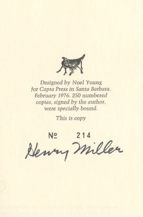Henry Miller's Book of Friends: A Tribute to Friends of Long Ago [signed]