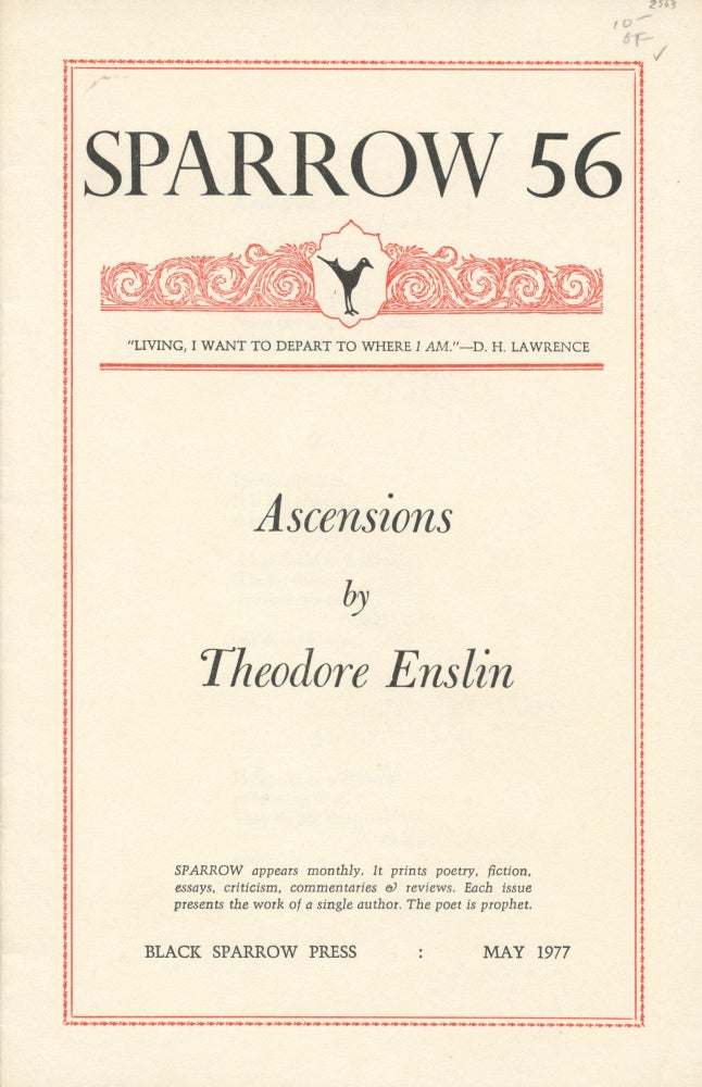 Item #2563 Ascensions. Theodore Enslin.