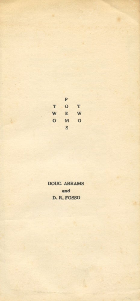 Item #3171 Two Poems Two. Doug Abrams, D R. Fosso.