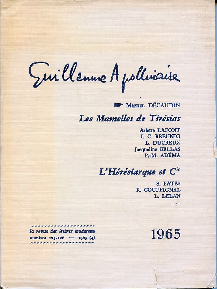 Item #3848 La Revue des Lettres Modernes 123-126. Guillaume Apollinaire, Michel Décaudin.