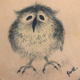 Baby Owl (unique ceramic plate with drawing)