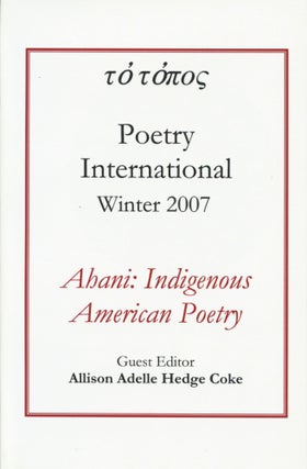 Item #4653 Ahani: Indigenous American Poetry. Allison Adelle Hedge Coke