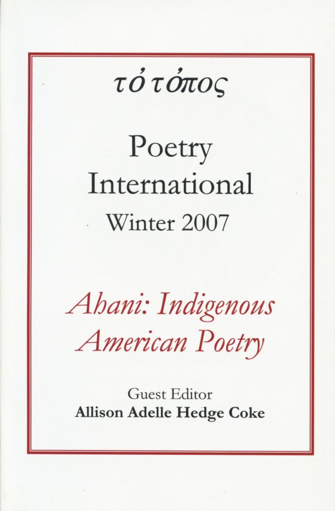 Item #4653 Ahani: Indigenous American Poetry. Allison Adelle Hedge Coke.