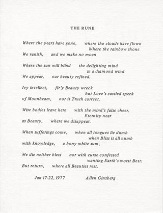 Item #4658 The Rune. Allen Ginsberg