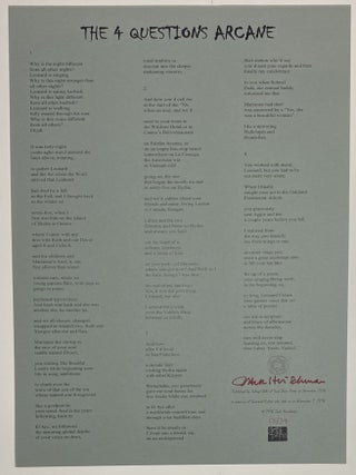 Item #4669 The 4 Questions Arcane. Jack Hirschman