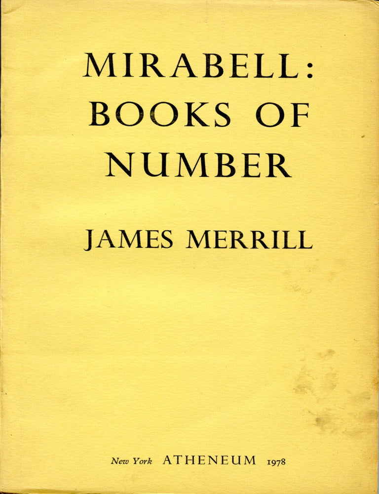 Item #6006 Mirabell: Books of Number. James Merrill.