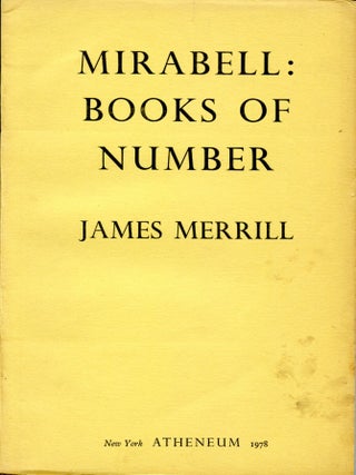 Item #6006 Mirabell: Books of Number. James Merrill