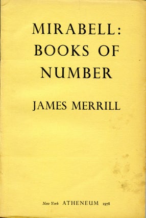 Item #6006 Mirabell: Books of Number. James Merrill
